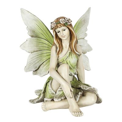 China Artisan Garden Decorative 10.2 Inch Gorgeous Resin Statue Resting Fairy Statue for sale