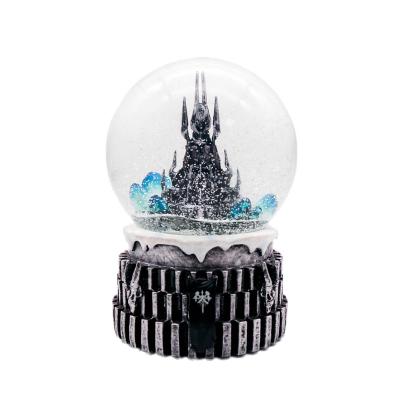 China People Art World of custom warcraft resin gift souvenir water globe with LED light decorations snow globe night light glass ornaments for sale