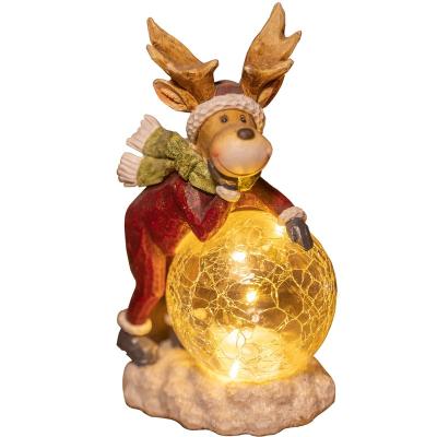 China World Resin Christmas Snowman Reindeer Christmas Decorations Lights LED Snowman Statues Snowman Tabletop Figurines for sale