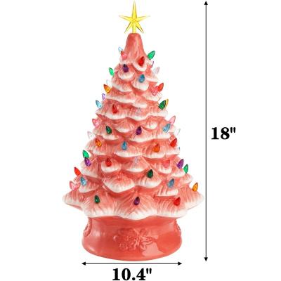 China Christmas Decoration Ceramic Three Star Christmas Tree Top, Vintage Pottery Battery Operated Pre-Lit Tree, Holiday Decoration for sale