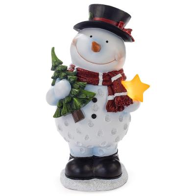 China Lamp Saint Fast Delivery Snowman Decoration Garden Christmas Decoration Handmade Ceramics And Star LED Snowman Decoration for sale