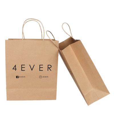 China Recyclable China Supplier Custom Logo Brown Kraft Paper Bags With Handle Custom Logo Paper Bag Rope for sale