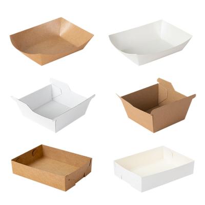 China Handmade Food Tray Disposable Paper Wrapping Paper Boat Tray With PE Coating Fast Food Store for sale