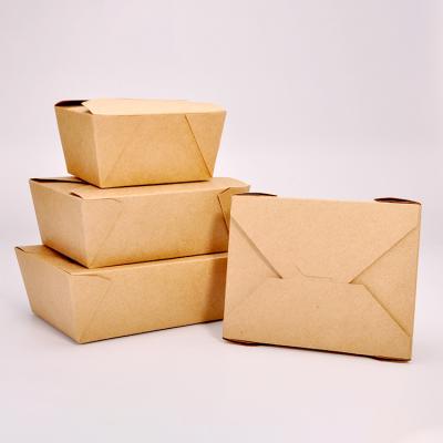 China Recycled Organic Materials Kraft Paper Salad Containers Take Out Fast Food Wrapping Paper Boxes Deli Cheap Fast Food Packing Boxes for sale