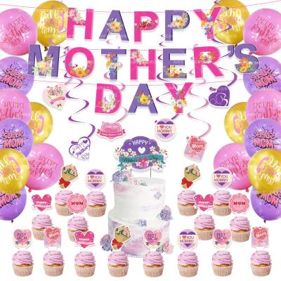 China New Paper 2022 Happy Mother's Day Theme Party Decorations Happy Mother's Day Balloons With Cake Topper Happy Mother's Day Gifts for sale