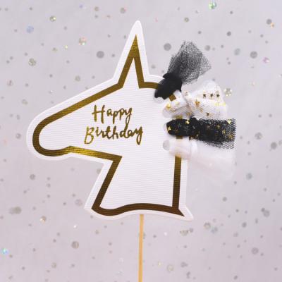 China 2022new Unicorn Paper Cake Topper Happy Birthday Tassels Rainbow Star Banner Cupcake Toppers Cake Topper Cake Decoration for sale