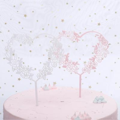 China Hot Sale Acrylic Love You Acrylic Cake Topper Decorating Supplies Valentine's Day Cake Topper Acrylic Wedding for sale