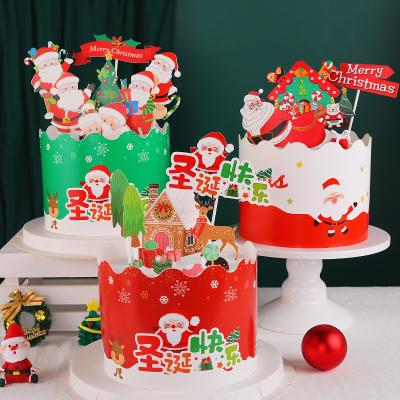 China As show image party cake decoration NEW supplies Merry Christmas cake toppers decorate border of cake dessert table decoration for sale