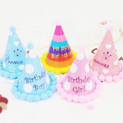 China Disposable Paper Party Decorations Baby Shower Supplier Birthday Party Happy Birthday Paper Hat For Kids for sale