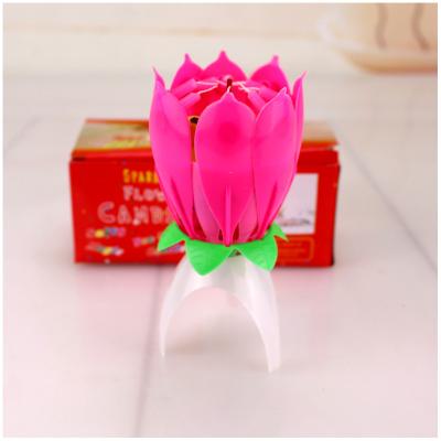 China Hot Sale Tik Tok Birthday Flower Cake Candle Flower Blossoming Candles Music Candles Lotus Blossom Cake Accessories for sale