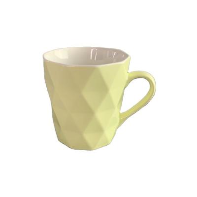 China Viable Popular Colorful Porcelain Diamond Embossed Mug Ceramic Coffee Cup for sale