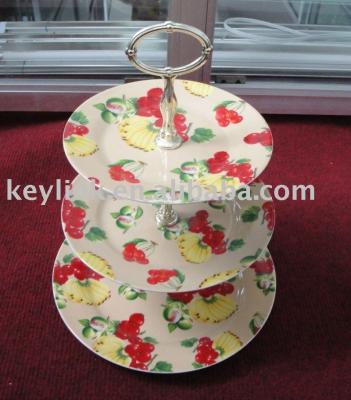 China Beautiful 3layer Wedding Ceramic Cake Stand Sustainable With Stand for sale