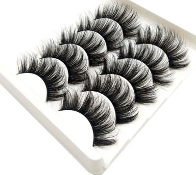 China Naturally Dense 3D False Eyelashes Chemical Fiber Lashes Natural Handmade Thick Eyelash Vendor Customized Boxes Five Pair Lashes for sale