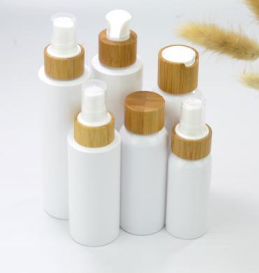 China Personal Care Environmental Protection Sprayer Bamboo Top Material Glass Skin Care Products for sale