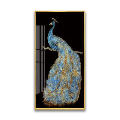 China Abstract Peacock Wall Animal Decoration Crystal Porcelain Painting For Wall Art Canvas for sale