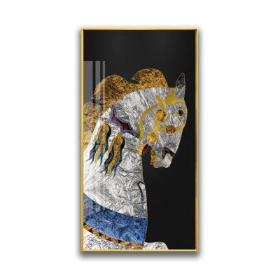 China High Quality Abstract Painting Horse Crystal Porcelain Painting Art Living Room Decor for sale