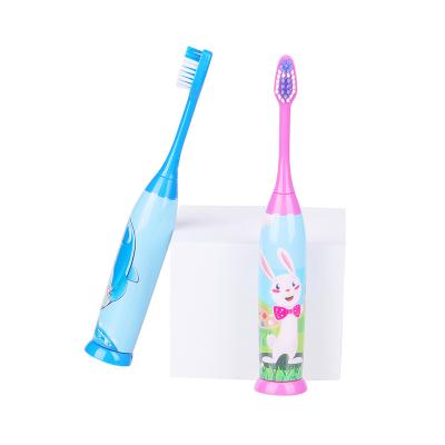 China ABS Cartoon Decorated Waterproof Soft Polished Bristle Battery Operated Kids Electric Toothbrush for sale