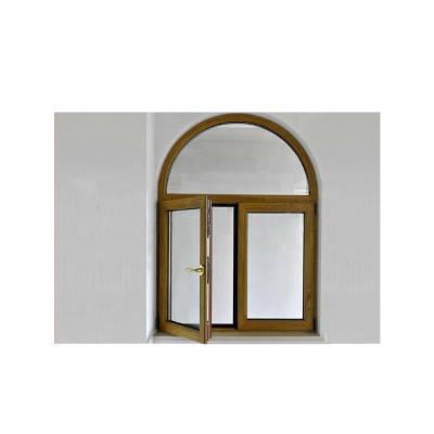 China Hardware Double Glazing Curved Top Design PVC Double Open Swing Window UPVC Casement Windows for sale