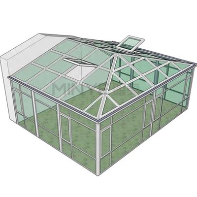 China OEM/ODM Balkon Glas Sonnenzimmer mit Hangdachdesign und 5mm 9Ar 5mm Glasdicke zu verkaufen