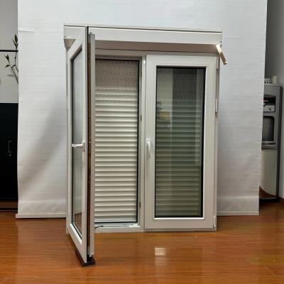 China Faltfläche PVC-Fenster mit Glasfasernetz und Rollblenden zu verkaufen