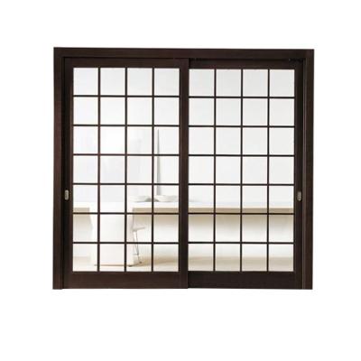 China Commercial Glass Door Wood Grain Color Aluminum Alloy Sliding Door for Japanese Style for sale