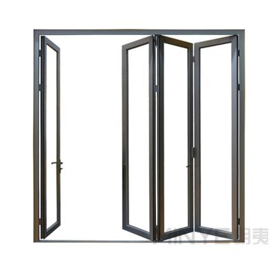 China Folding Accordion Aluminum Glass Patio Exterior Bifold Sliding Door with Thermal Break for sale