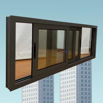 China Chinese Design Style Double Glazed Aluminium 3 Tracks Sliding Window Aluminum Windows for sale