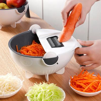 China Viable 9 in 1 Multifunctional Magic Rotate Vegetable Cutter With Drain Basket Kitchen Veggie Fruit Shredder Grater Slicer Drop Shipping for sale