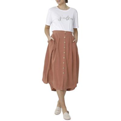 China Plus Size Autumn Elastic Band With Buttons Mid Long Knitted Skirt For Women for sale