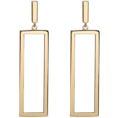 China Simple Geometric Stainless Steel Drop Earrings CLASSIC Hollow Geometric Long Personality Earrings For Women for sale