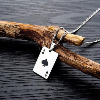 China Hiphop Fashion Heart A Stainless Steel Poker Necklace Couples General for sale