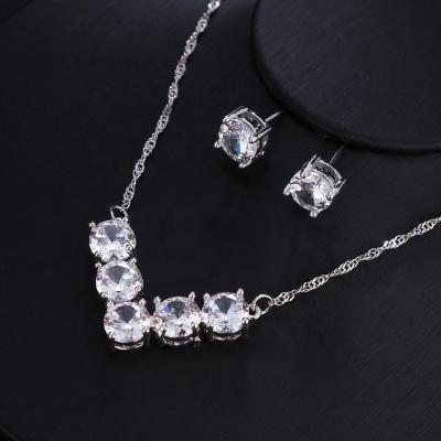 China Fashion Four-claw Round Necklace Sets Earring Bridesmaid Tud Earrings Jewelry Sets s for sale