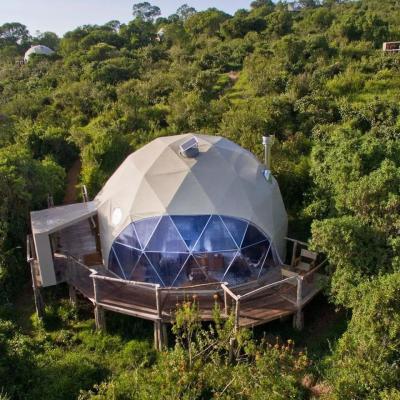 China Custom Galvanized steel poles PVC glamping Geodesic Dome Tent House for sale