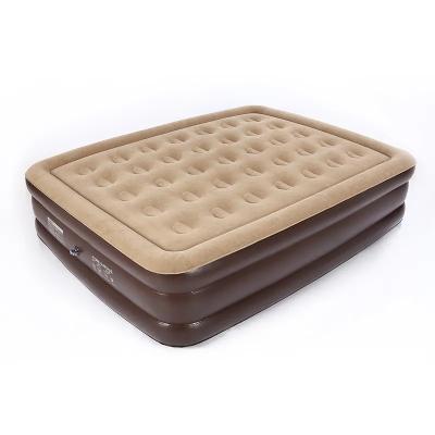 China Elevated Built-in Pump Durable Automatic Electric Inflation Blow Up Air Bed Soft Plush Flocking Mattress for sale