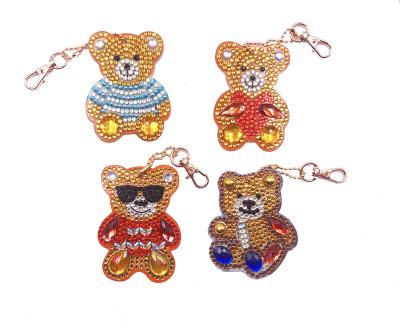 China New Key Chain 5d Full Diamond Painting Keyrings Custom Made Diy Classic/Postmodern Bear For Woman Bag Christmas Birthday Gift for sale