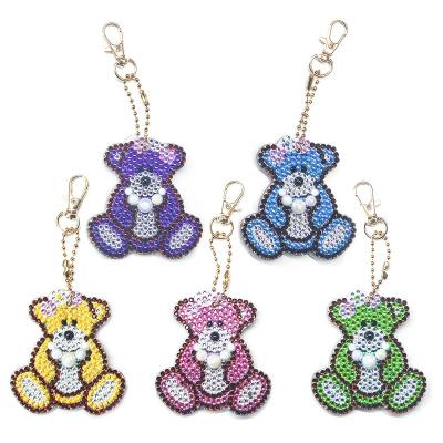 China New Cross Stitch Diamond Keychain Keyring Diamond Painting Embroidery Pattern Bear Kids Pendant Bag Classic/Postmodern Cross Stitch Bag Ornament Gift for sale