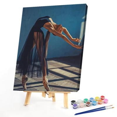 China Eco-friendly Factory Digital Frame Diy Painting Art Oil Painting Digital Painting And Frame Ballet Girl Portrait On Canvas for sale