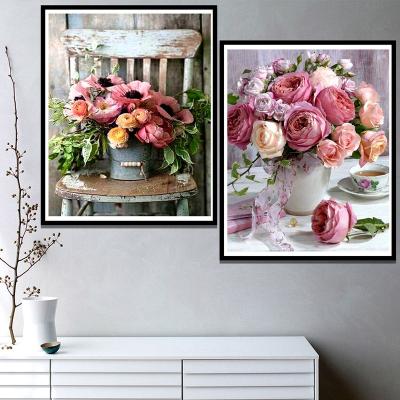 China Realistic 5D Diamond Painting Handwork Vase Flower Decoration Handmade Painting Children's DIY Products for sale