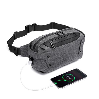 China 2021 Wholesale USB Purses Bags Waist Pack Usb Charging Fashion Gym Bag Purse Men Waist Bag Waterproof Cross - Body for sale