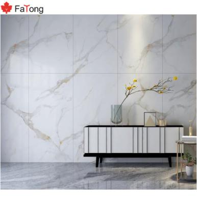 China Fatong ceramic tile 600*1200mm gold vein floor tile 3d white marble porcelain modern marble tile for sale