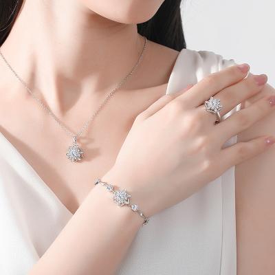 China TRENDY Women Accessories Jewelry Set Silver Bracelet 925 Earring Necklace Set for sale