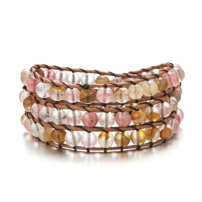 China Ethnic natural stone frosted stone bracelet hand - woven multilayer bracelet for men and women for sale