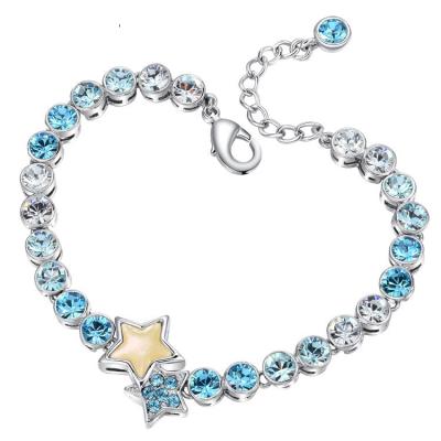 China Romantic Fashion Blue Star 925 Sterling Silver Inlaid Crystal Diamond Bracelet Luxury Women for sale