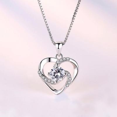 China Wholesale 925 Sterling Silver Heart Shape Simple FASHIONABLE Wild Clavicle Chain Pendant for sale