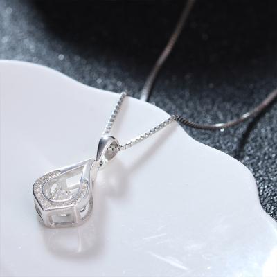 China S925 Sterling Silver Single Diamond Fashion Minimal Water Drop Zircon Pendant Necklace for sale