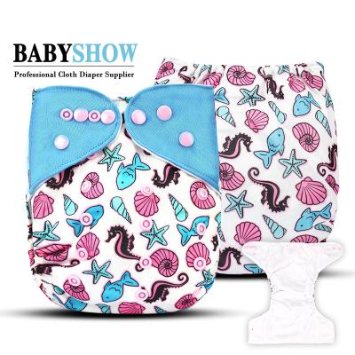 China Babyshow Pocket Diaper Christmas Baby Cloth Diaper 1 Pcs Printed Breathable Waterproof Washable Pack for sale