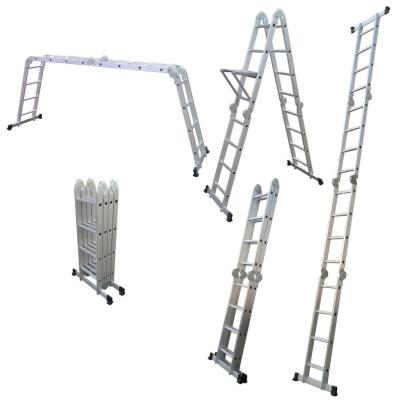 China Folding Ladders En131 4.7m 4X4 steps Aluminium Work Platform with Big Joint Multipurpose Ladder for sale