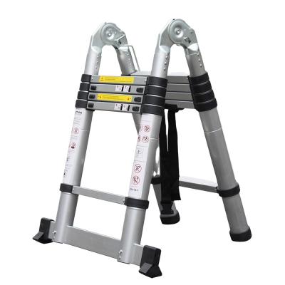 China Folding Ladders 2 Section Retractable Double-Side Aluminum Household Folding Telescopic Ladder for sale