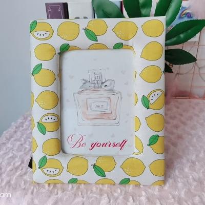 China Customized handmade fruit lemon fabric small lovely handmade photo frames designs for photoshop for sale