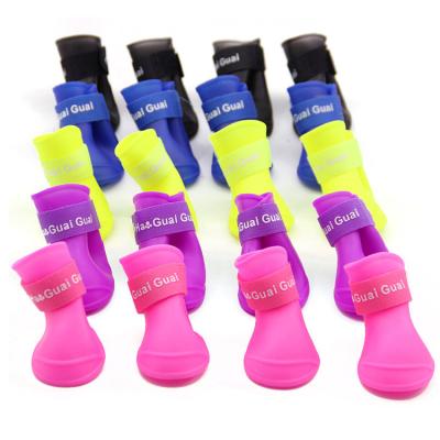 China Sustainable Puppy Pet Candy Colors Anti-Slip Waterproof Rubber Rain Boots Dog Shoes for sale